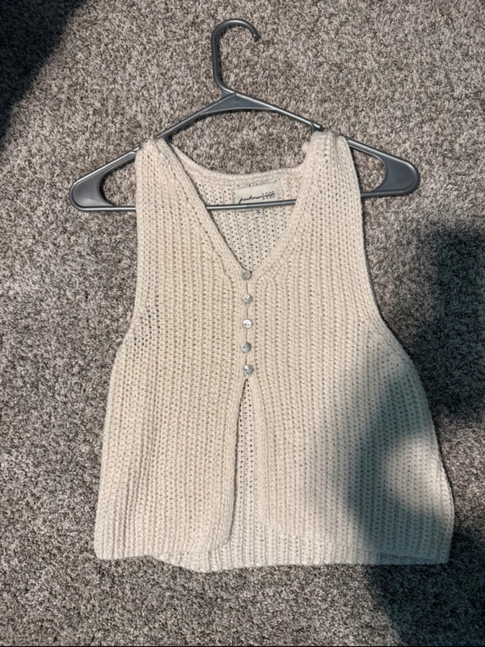 Freshman Cream Knit Button-Front Tank